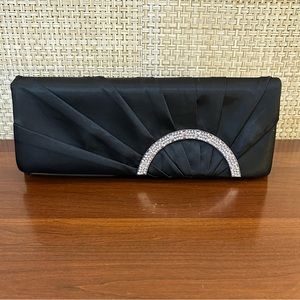 🌟HP🌟NWOT Black Satin & Rhinestone Bling Long Convertible Evening Bag Kate Landry